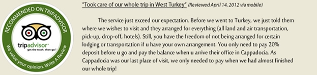 Trip Advisor suggests Turkish Heritage Travel